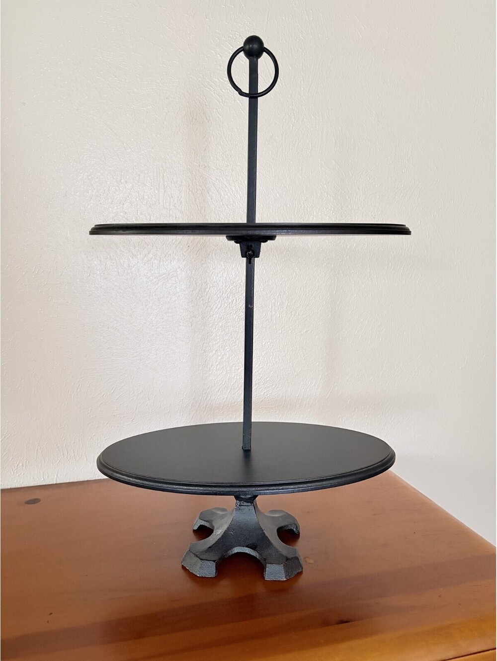 Decorative Tray Wood Tiered Cast Iron Pedestal Stand Magnolia Home 27"